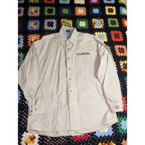 Dodge Motorsports Mega Cab Beige Button Down Shirt Size Men's Large Mopar